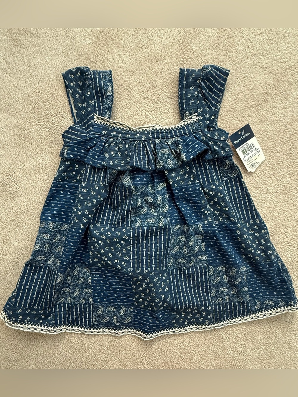Ralph Lauren Blue Patchwork dress bloomers- size 18months